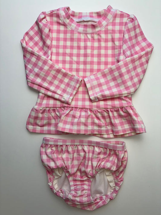 Janie and Jack Swimsuit - Pink Gingham Rash Guard + Bottoms | size 18 - 24 Months