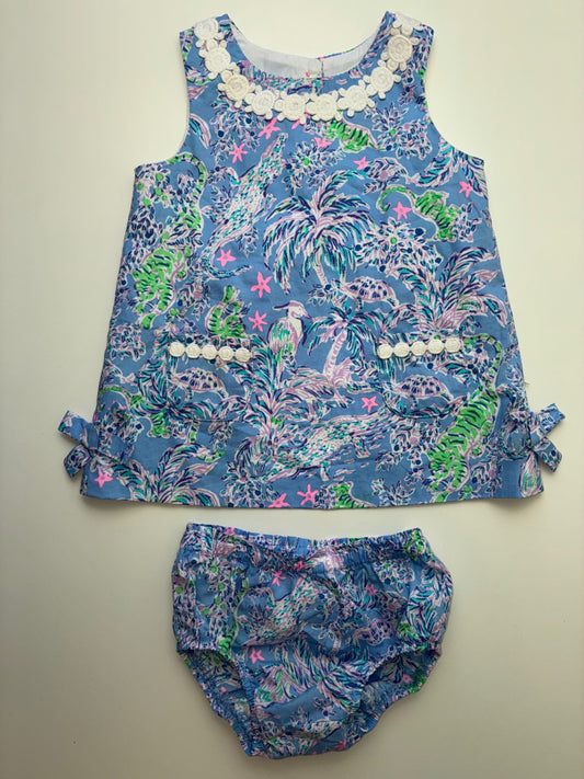 Lilly Pulitzer Dress - Purple Abstract Animal Shift + Bloomers | size 12 - 18 Months