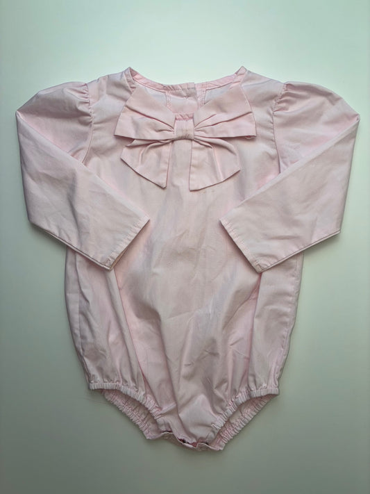 The Beaufort Bonnet Company Onesie - Pink Long Sleeve w/ Bow | size 2T