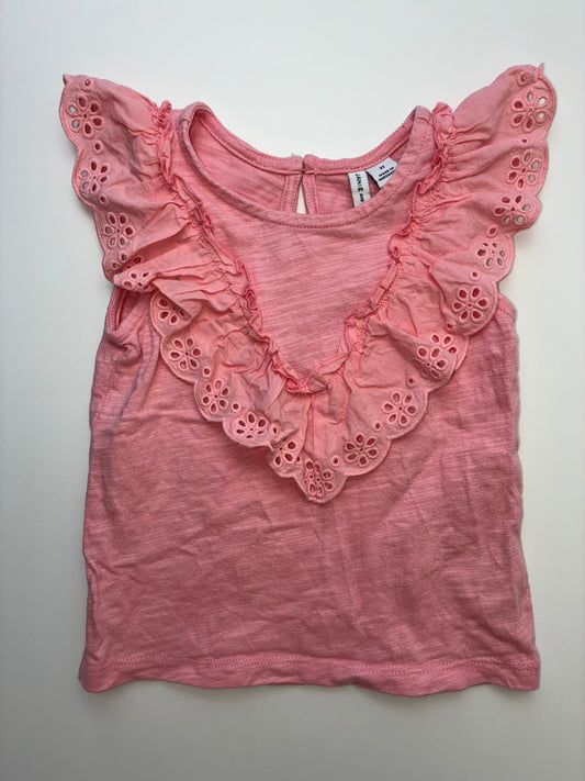 Janie and Jack Tank Top - Pink Eyelet Ruffle | size 2T