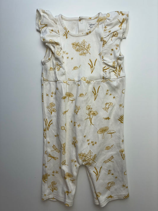 Pehr Onesie - Cream Flowers + Snails Romper | size 12 - 18 Months