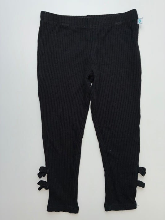 Posh Peanut Leggings - Black Ribbed + Bows | size 2T