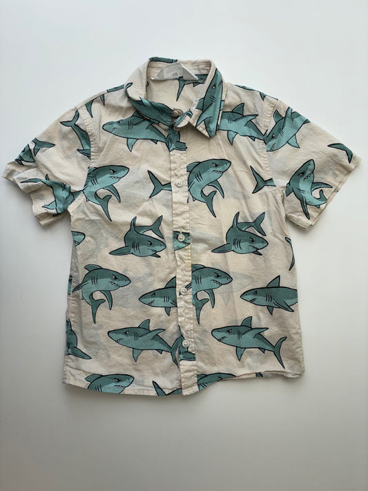H&M Shirt - Tan Shark Button Up | size 5T