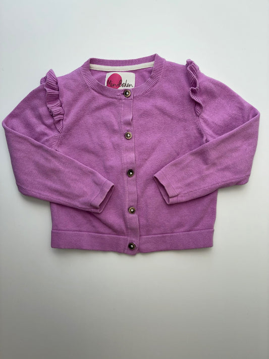 Mini Boden Sweater - Purple Ruffle Cardigan | size 2T/3T