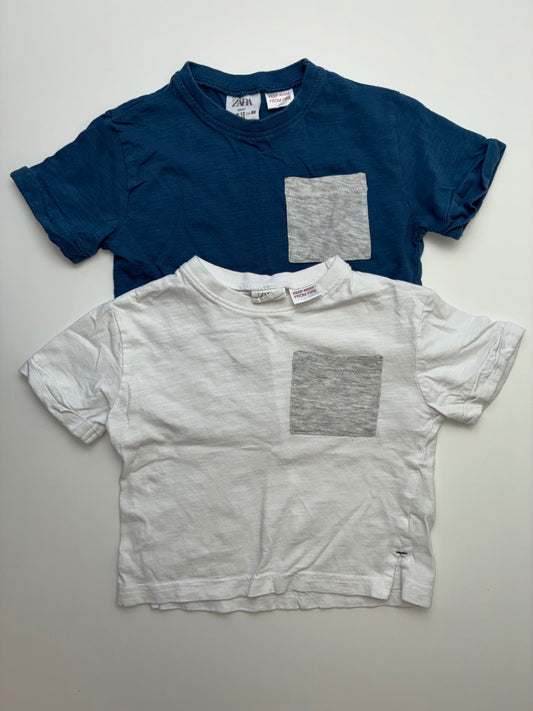 Zara T-Shirt - Blue/Gray Set of 2 | size 9 - 12 Months