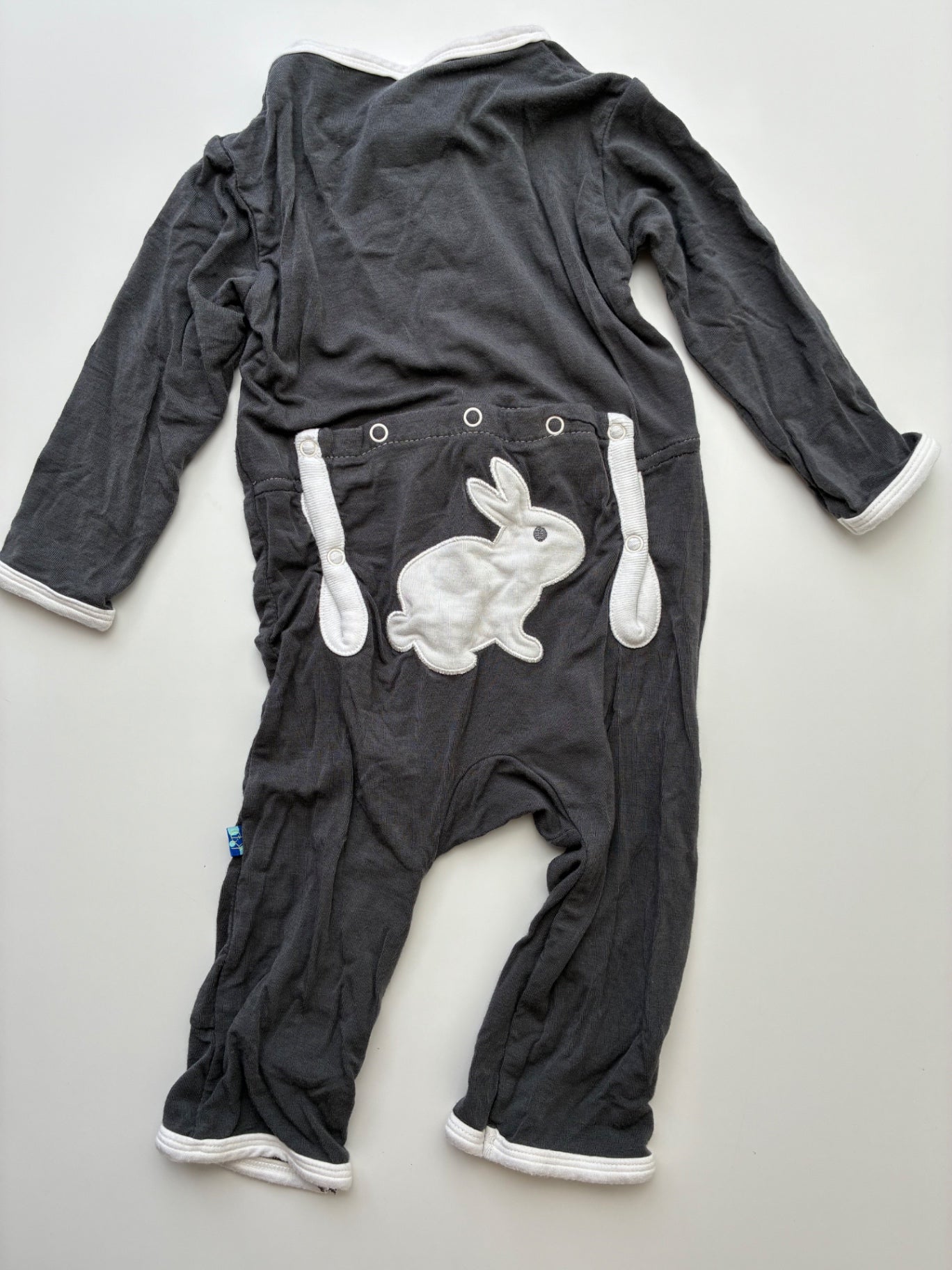 Kickee Pants Onesie - Gray Bunny on Back | size 3 - 6 Months