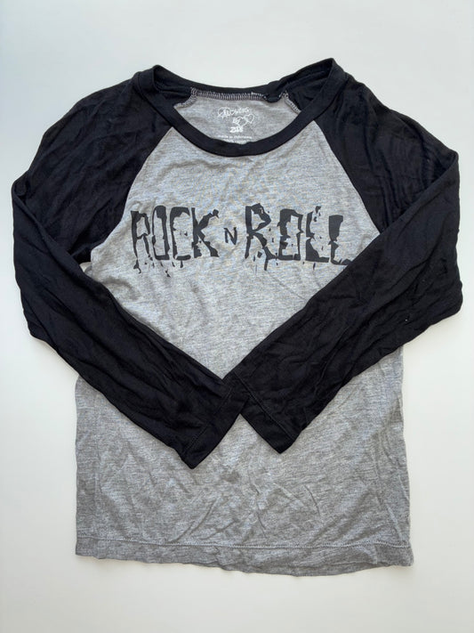 Flowers by Zoe Long Sleeve T-Shirt - Gray Raglan Sleeve 'Rock n Roll' | size 5T