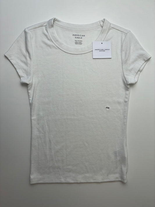 American Eagle T-Shirt - White Solid (Adult Size XXS) | size 8/10