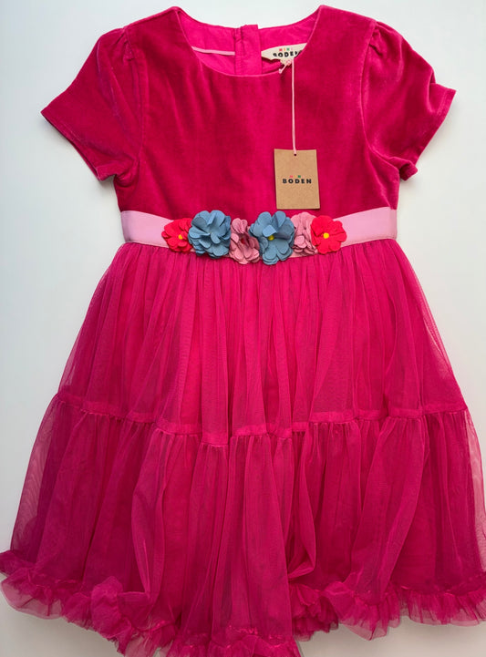 Mini Boden Dress - Pink Velvet + Tulle | size 7/8