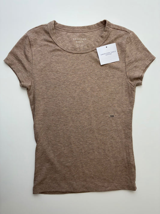 American Eagle T-Shirt - Brown Heathered (Adult Size XXS) | size 8/10