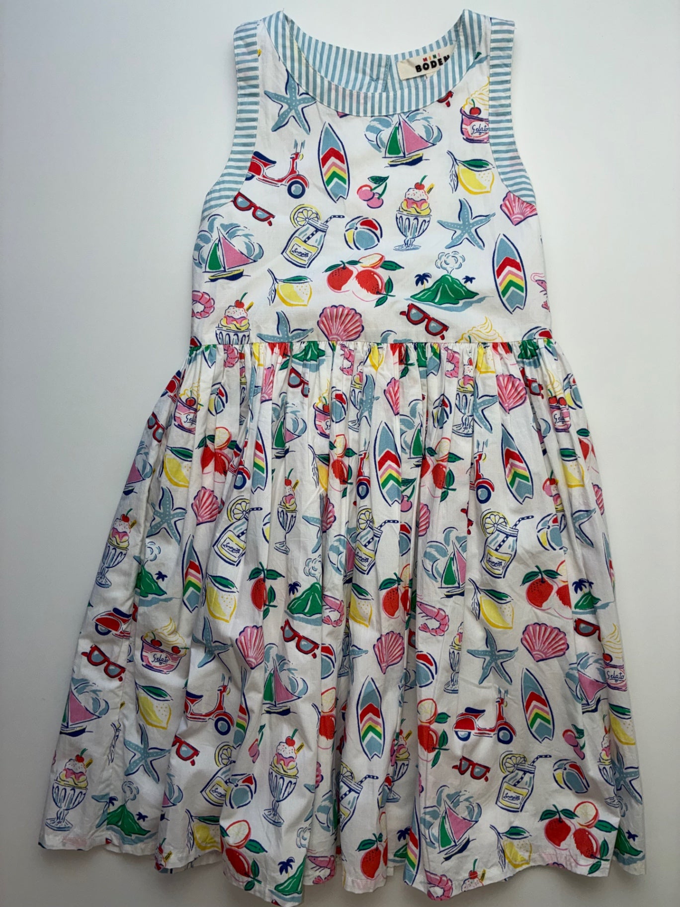 Mini Boden Dress - White Vacation Print | size 8/9