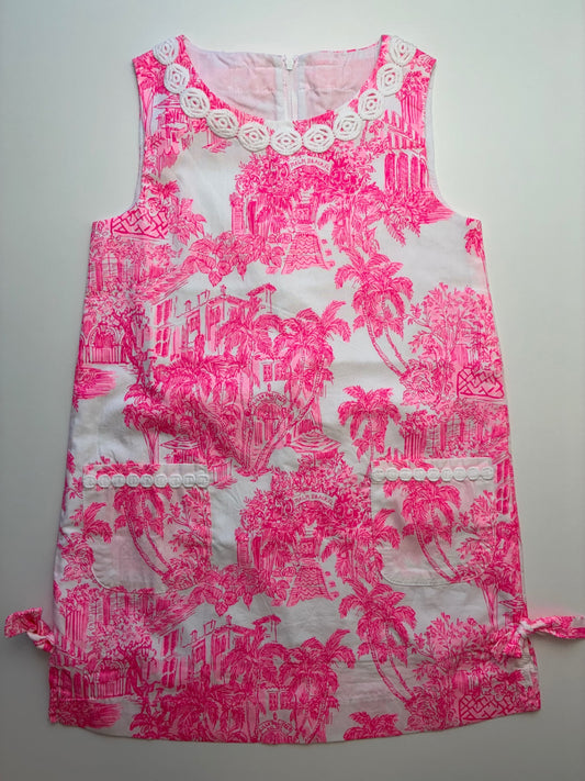 Lilly Pulitzer Dress - Pink Palm Beach Toile Shift | size 7