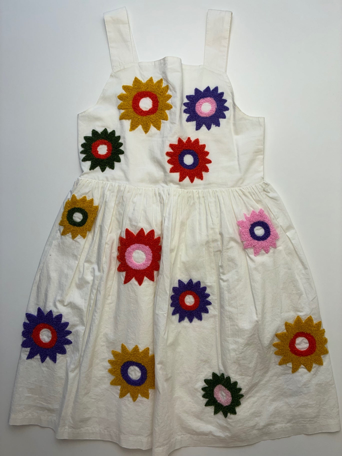 Mini Boden Dress - White Flower Appliqué | size 7/8