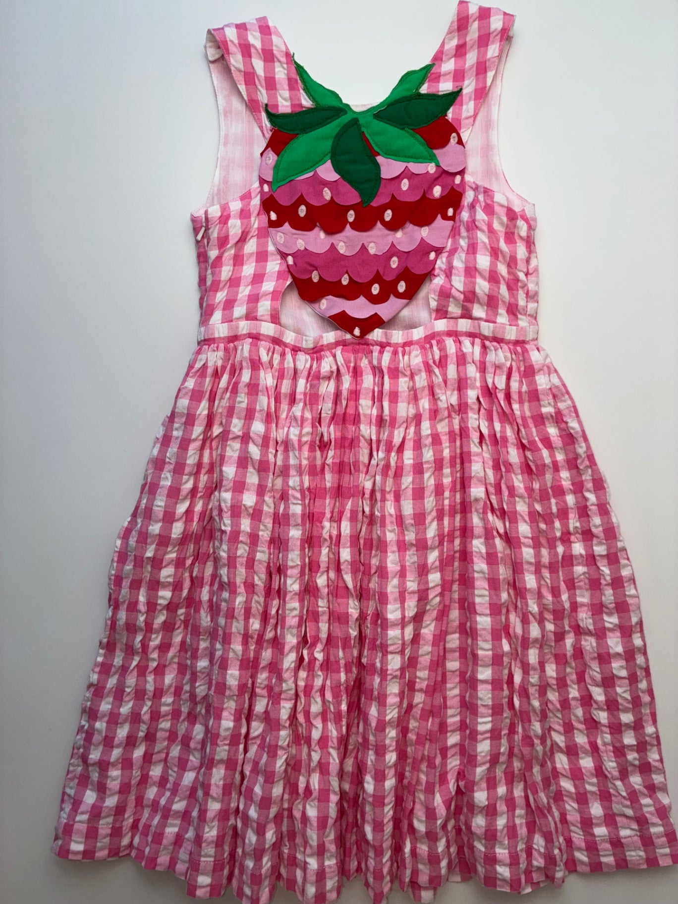Mini Boden Dress - Pink Gingham + Strawberry | size 8/9