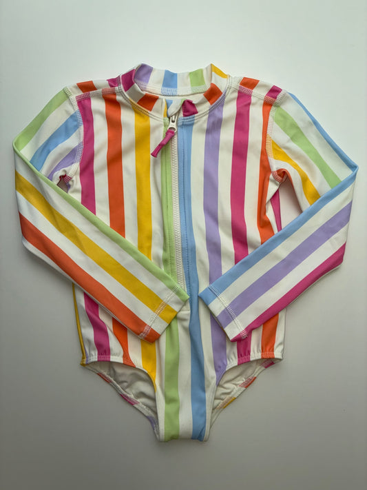 Quince Swimsuit - Multicolor Rainbow Striped One Piece | size 3T