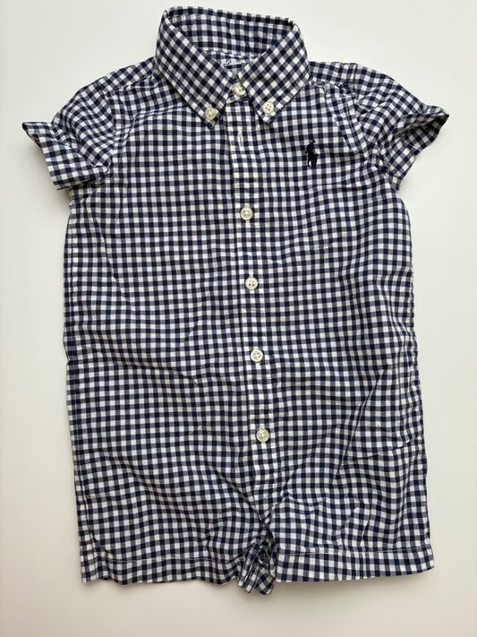 Ralph Lauren Romper - Navy Gingham | size 6 Months