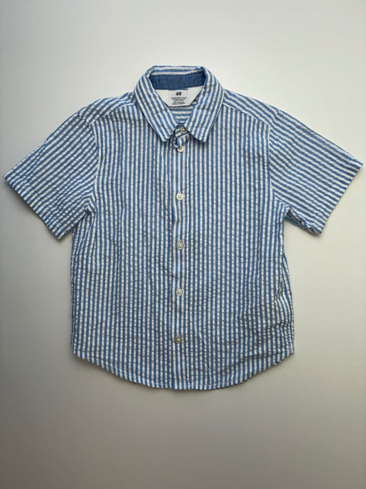 H&M Shirt - Blue Striped Short Sleeve Button Up | size 4T