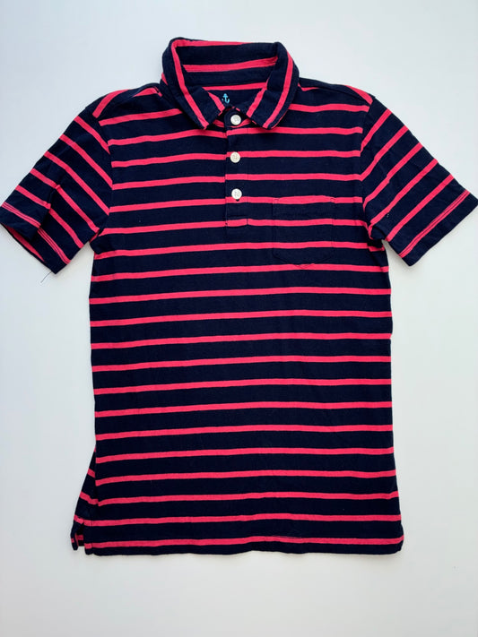 Crewcuts Shirt - Navy Blue/Red Striped Polo | size 8/9