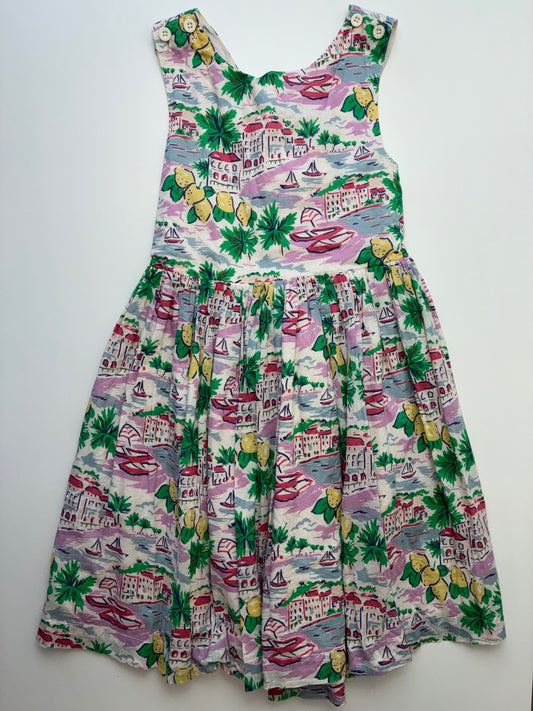 Mini Boden Dress - Multicolor Vacation Toile Cross-Back | size 6/7