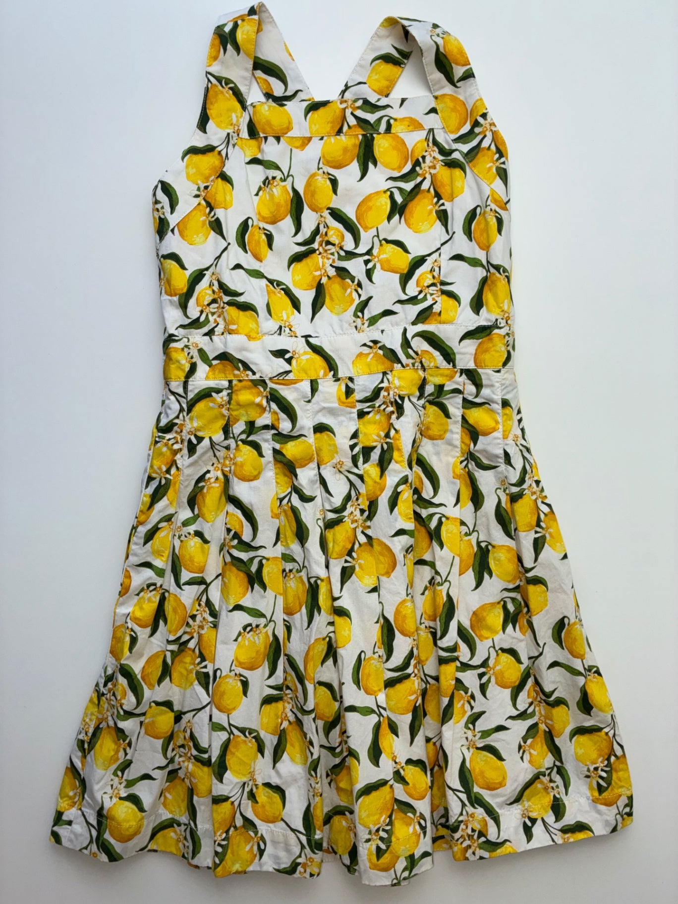 Crewcuts Dress - Yellow Lemon Cross Back | size 7
