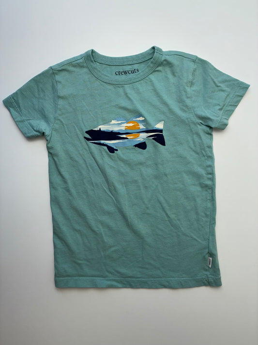 Crewcuts T-Shirt - Green Fish Graphic | size 4T/5T