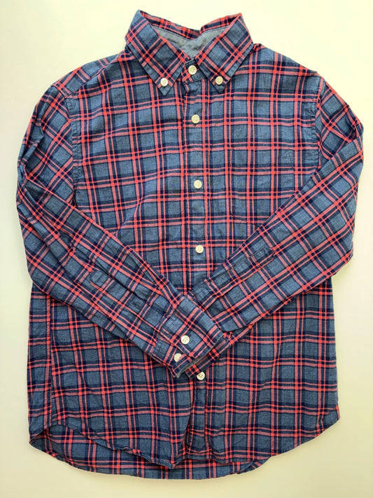 Crewcuts Shirt - Blue Plaid Button Down | size 8