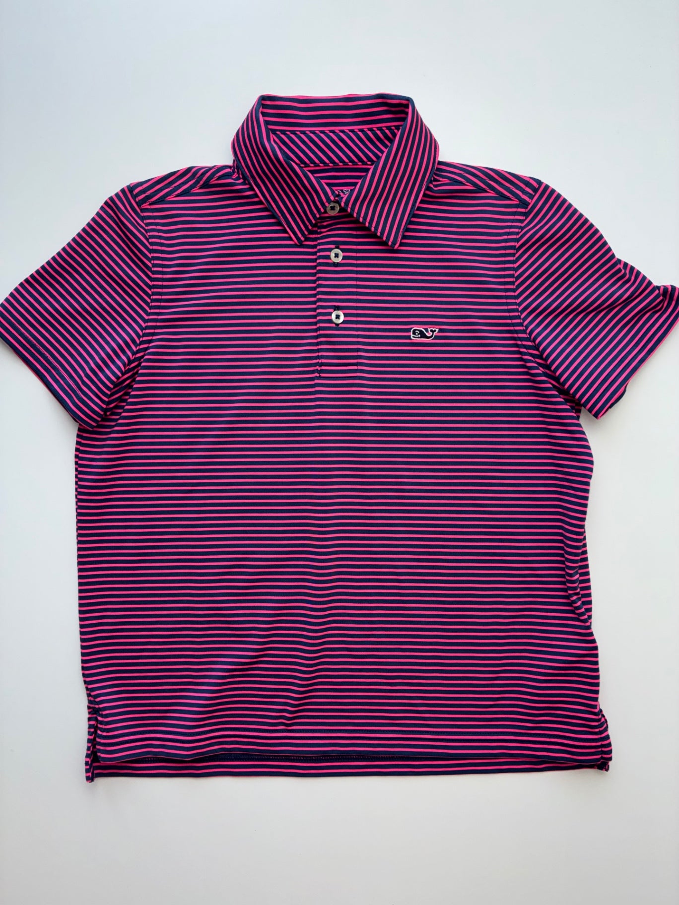 Vineyard Vines Shirt - Navy Blue/Pink Striped Polo | size 7