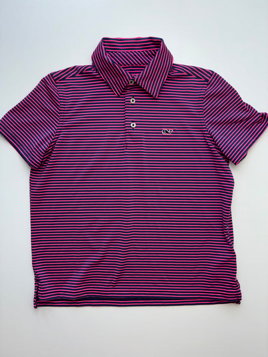 Vineyard Vines Shirt - Navy Blue/Pink Striped Polo | size 7