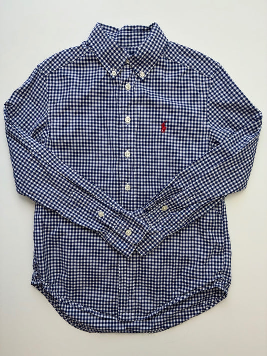 Ralph Lauren Shirt - Blue Gingham Button Down | size 8