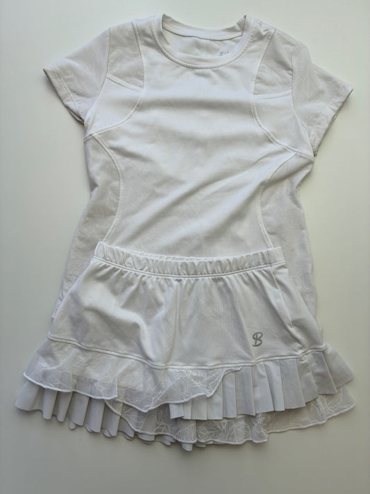 Sofibella 2 Piece Ensemble - White Tennis Shirt + Skort | size S