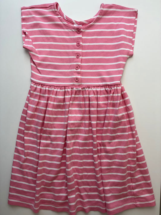 Hanna Andersson Dress - Pink Button Front Striped | size 8