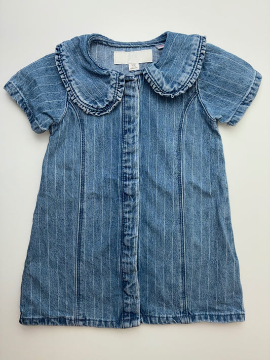 Zara Dress - Blue Striped Denim w/ Peter Pan Collar | size 2T