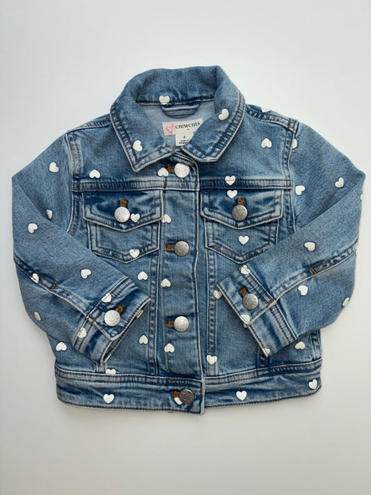 Crewcuts Jacket - Blue Denim Hearts | size 2T