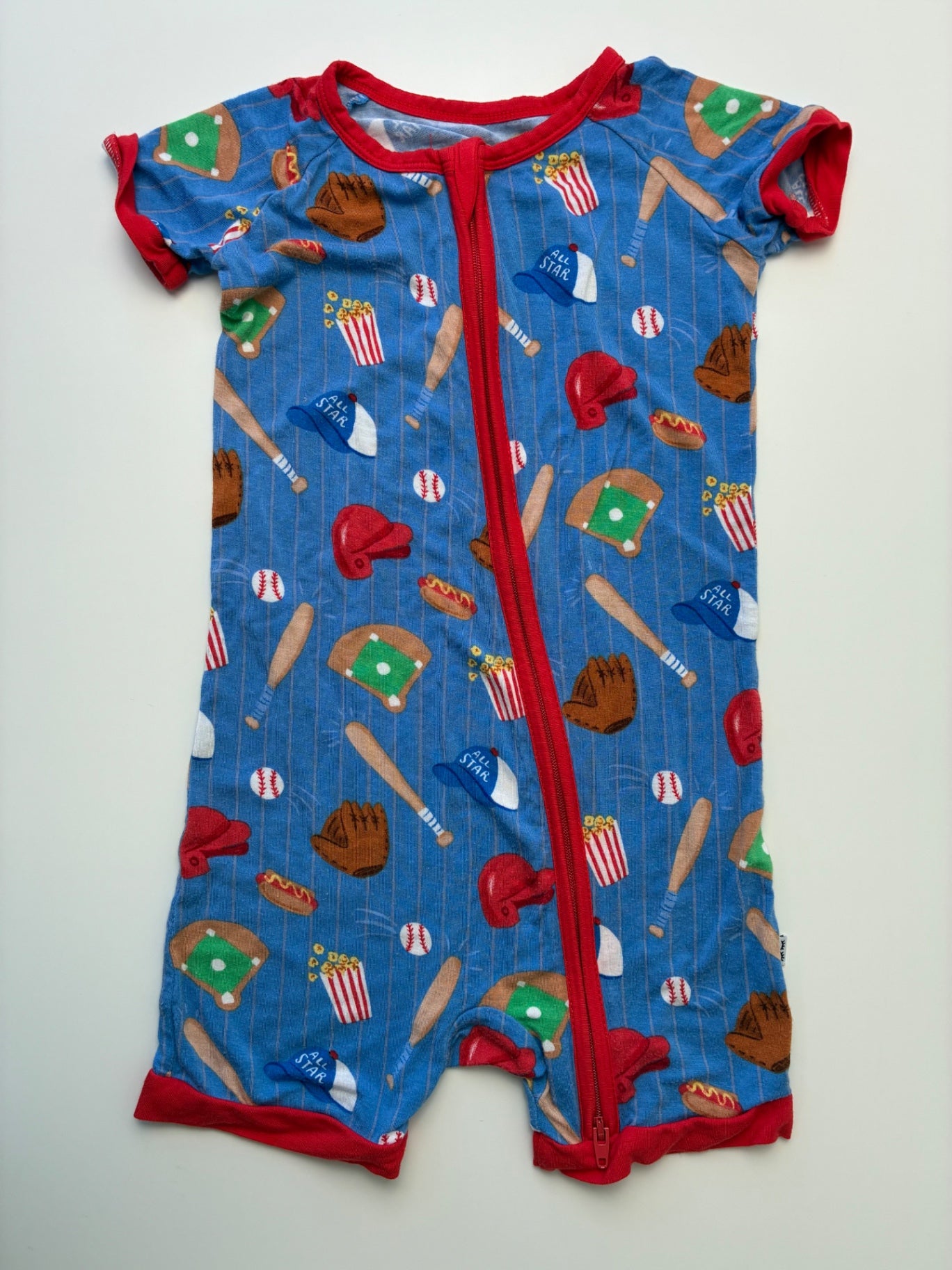 Little Sleepies Pajamas - Blue Shorty Zippy - Baseball | size 18 - 24 Months
