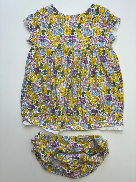 Baby Boden 2 Piece Ensemble - Multicolor Floral Top + Bloomers | size 3 - 6 Months