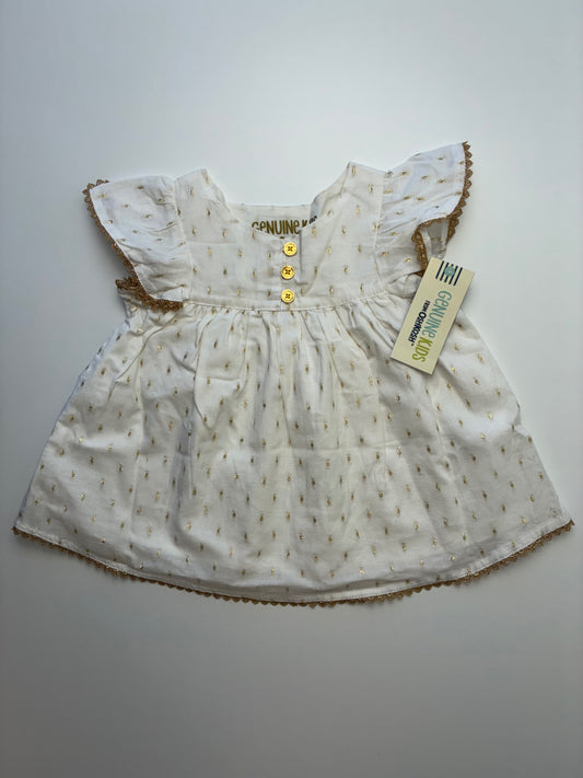 Oshkosh B'Gosh Dress - White Metallic Polka Dots | size 2T