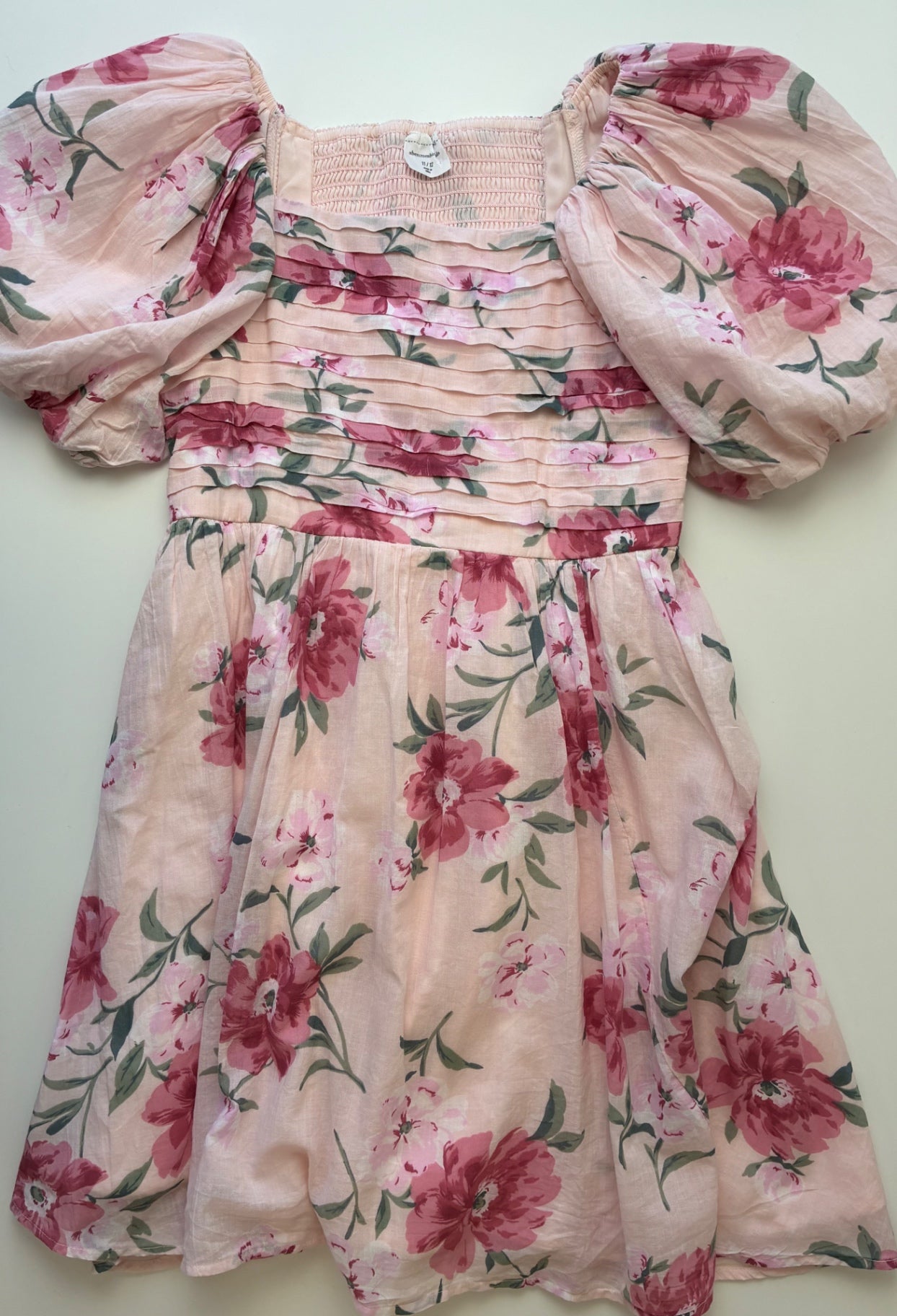 Abercrombie Kids Dress - Pink Floral Puff Sleeve | size 11/12