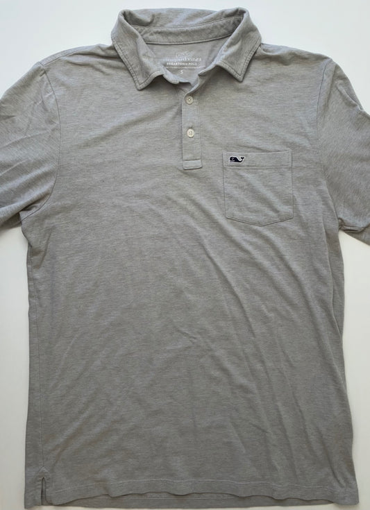 Vineyard Vines Shirt - Gray Edgartown Polo (Adult Size S) | size Men’s S