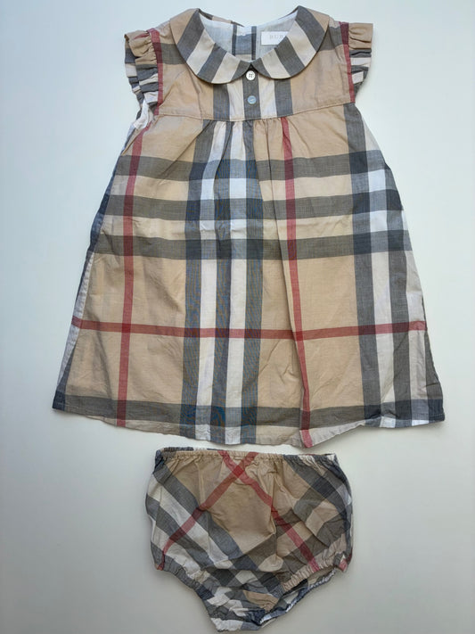 Burberry Dress - Beige Plaid + Bloomers | size 12 Months