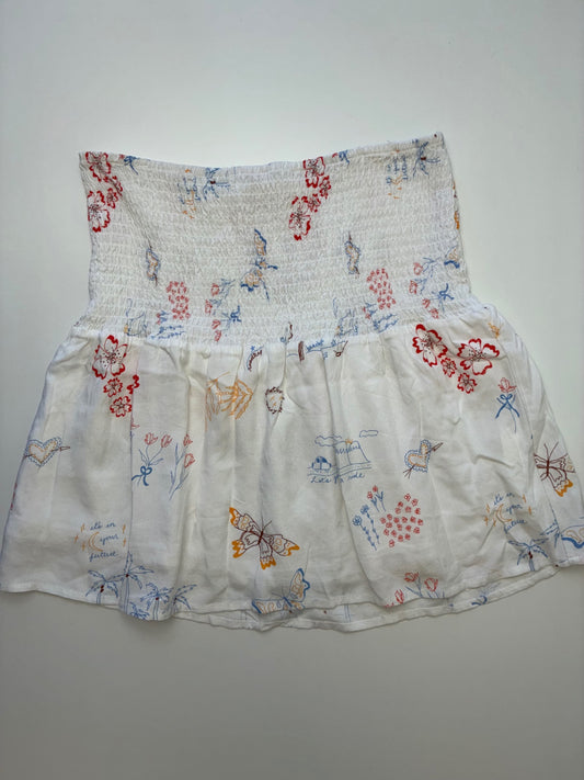 L.A Hearts Skirt - White Smocked Floral (Adult Size S) | size Women's S