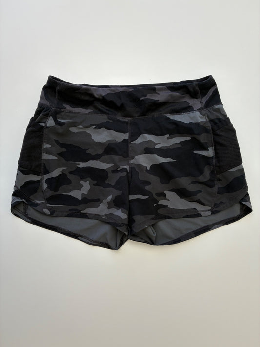 Athleta Girl Shorts - Black Camouflage Record Breaker 3” | size 8/10