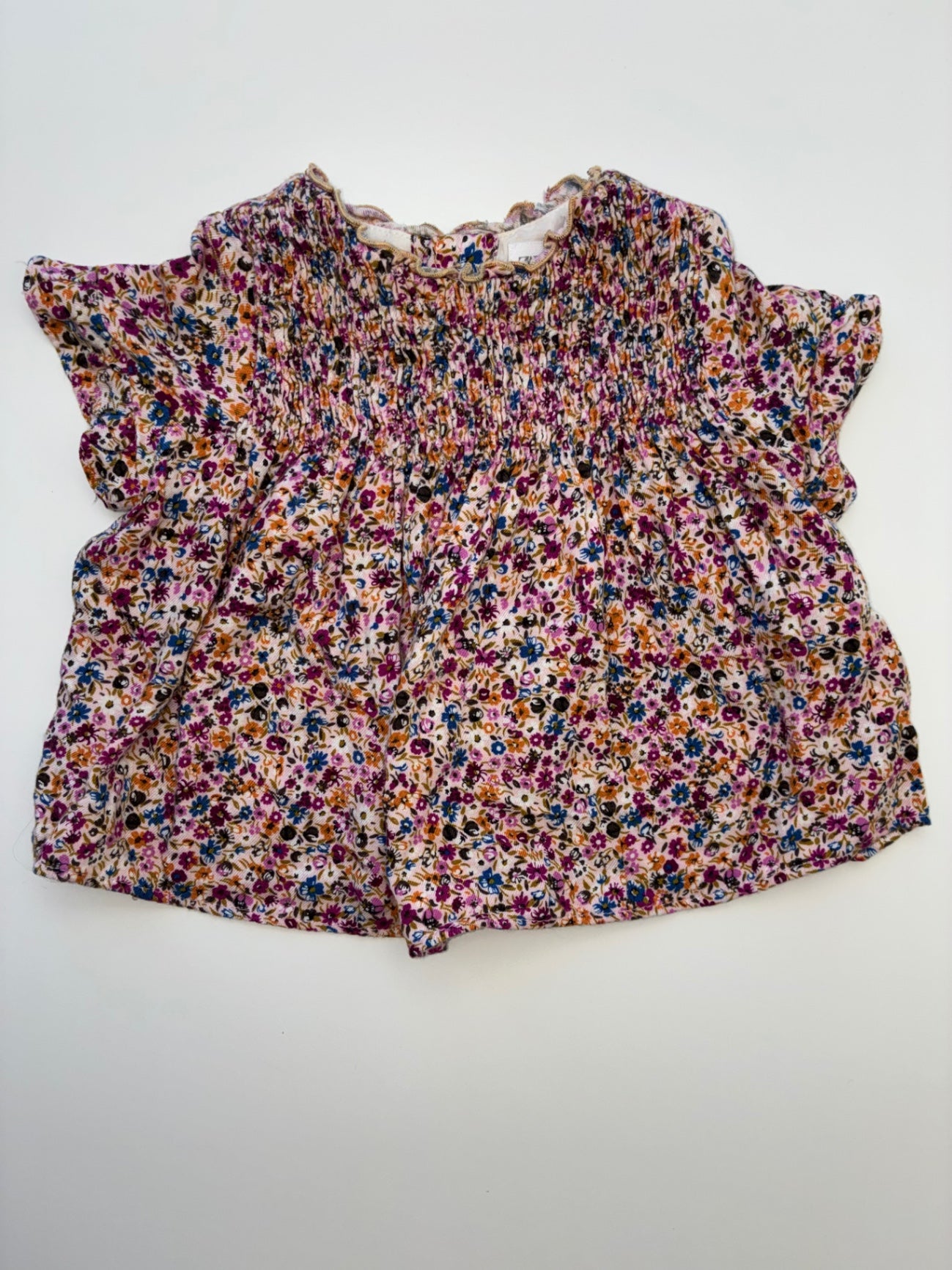 Zara Shirt - Multicolor Smocked Floral Blouse | size 9 - 12 Months