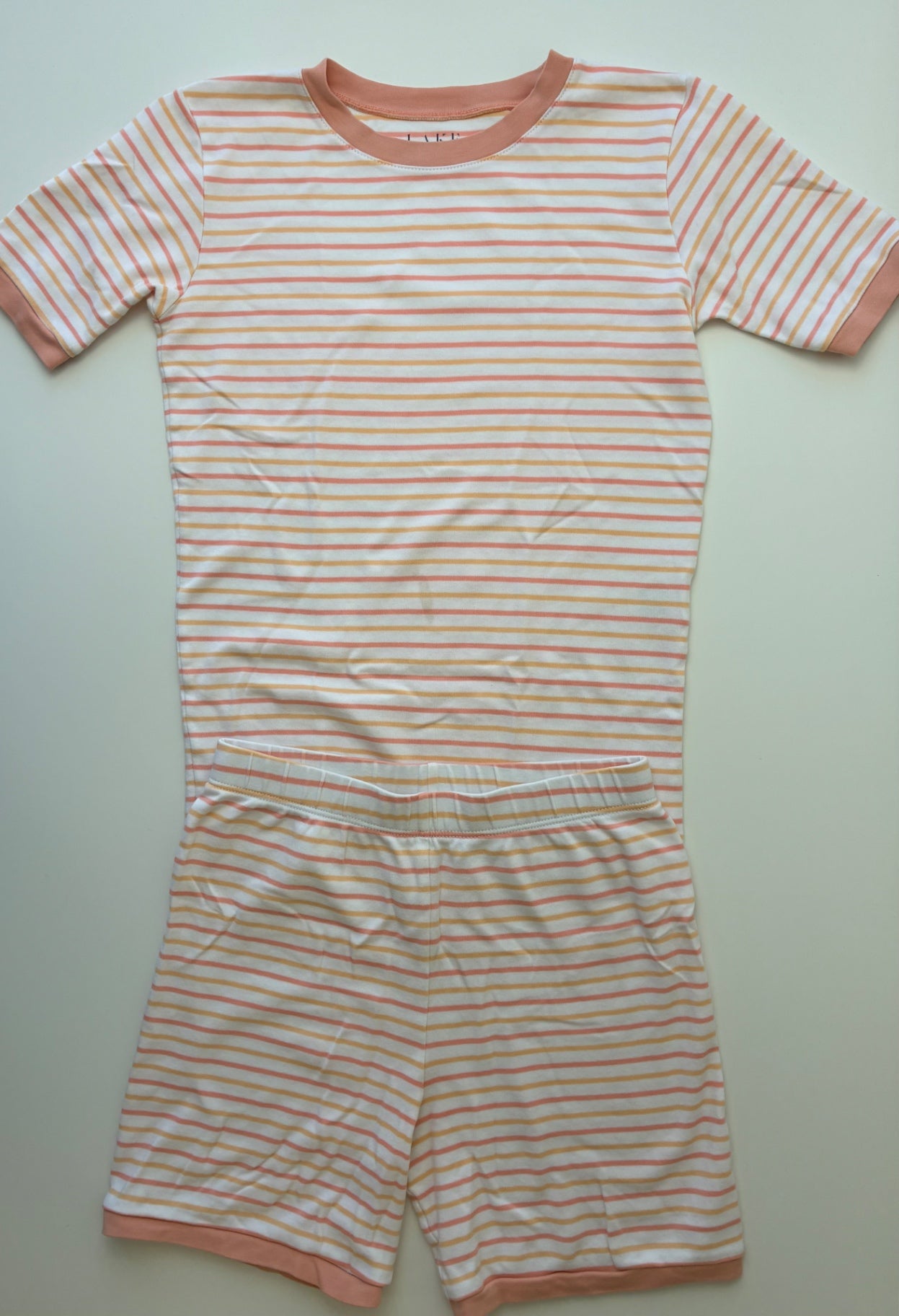 Lake 2 Piece Ensemble - Orange Striped Short Pajamas | size 12