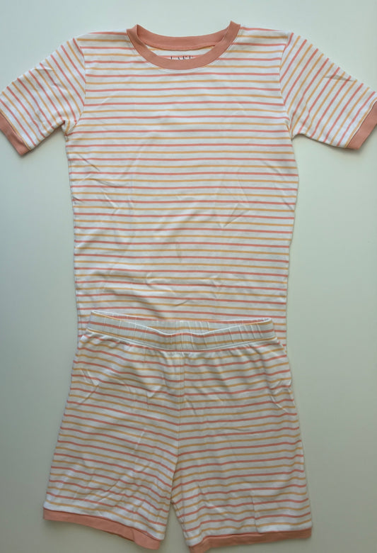 Lake 2 Piece Ensemble - Orange Striped Short Pajamas | size 12
