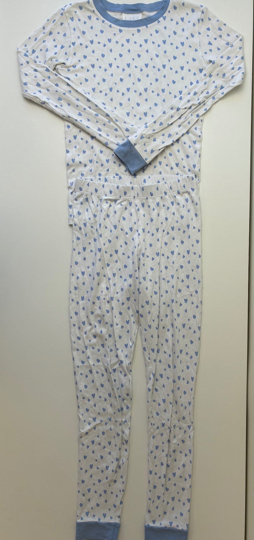 Lake 2 Piece Ensemble - White Heart Long Pajamas | size 12