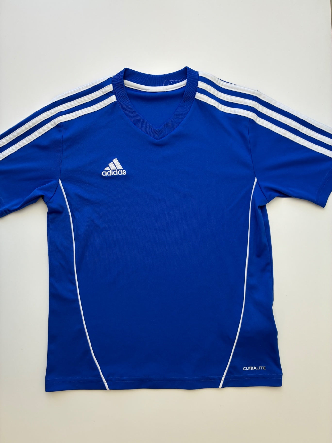 Adidas Shirt - Blue 3S Ringer Tee | size 7/8