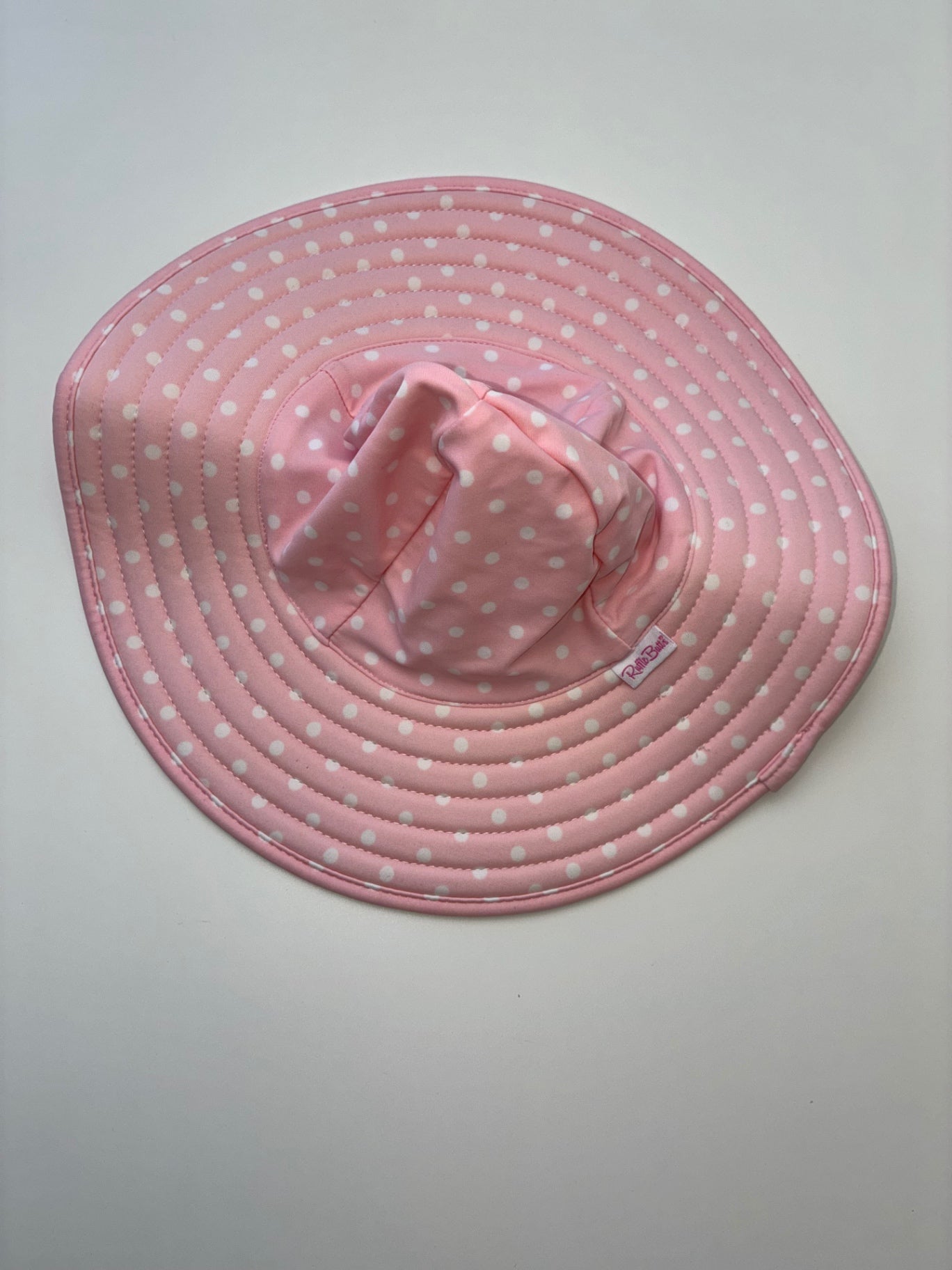 Ruffle Butts Hat - Pink Polka Dot Sun Hat | size 0 - 12 Months