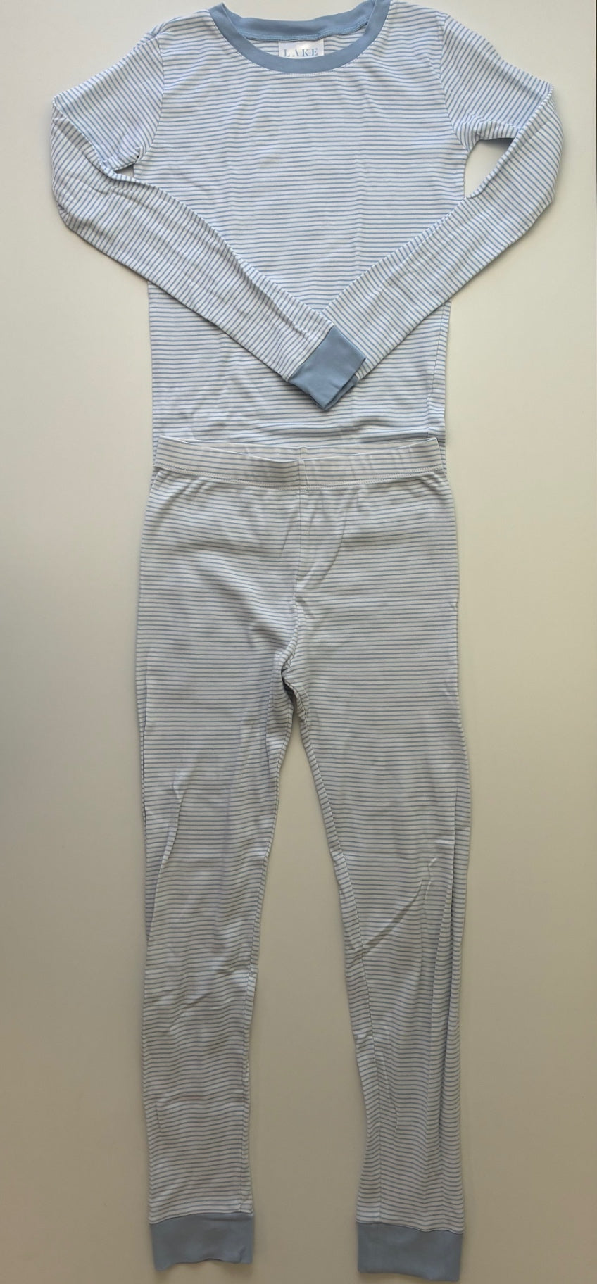 Lake 2 Piece Ensemble - Blue Striped Long Pajamas | size 10