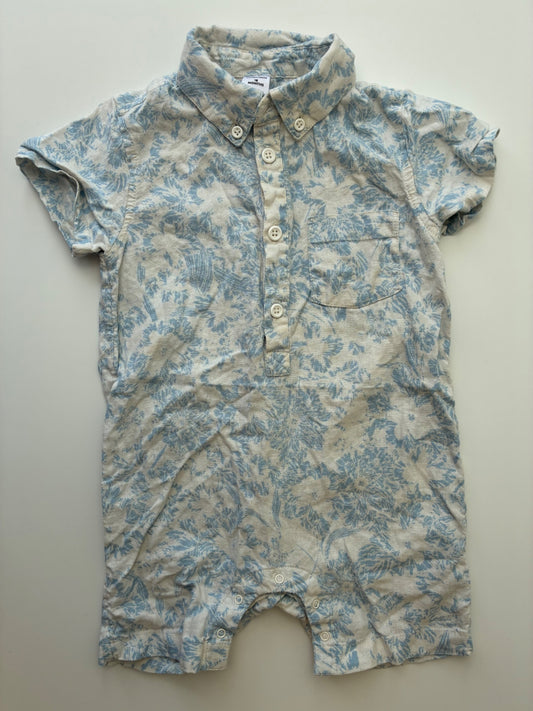 Nordstrom Onesie - Blue Floral Button Down | size 18 Months