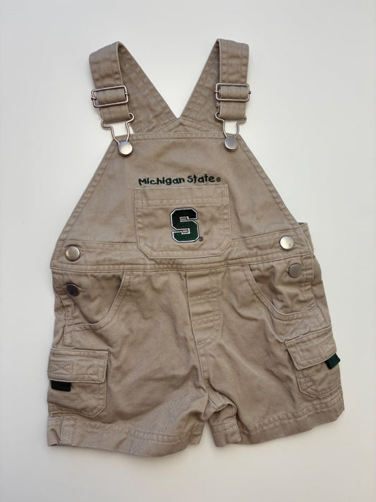Michigan State Onesie - Tan Overalls | size 6 - 9 Months